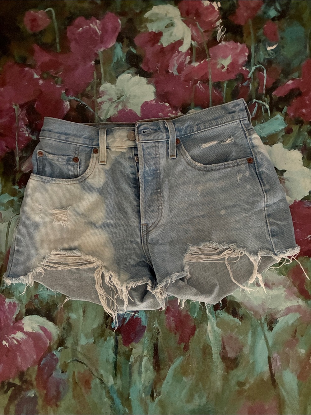 Levi's 501 Light Wash Distressed Denim Cutoff Shorts